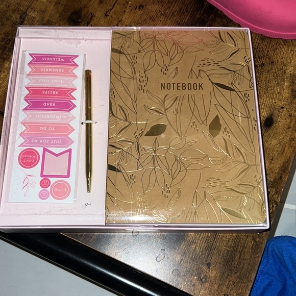 Journal gold pen pink 3 sticker sheets 96 inside sheets stationary set​ - Picture 2 of 10